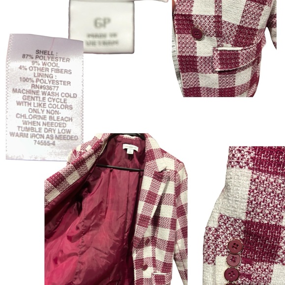 Liz Claiborne / Checkered Blazer in Burgundy and White - Picture 3 of 3